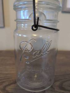 lot 876 image: Ball Glass Canning Jar with Wire Bail Closure