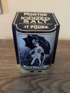 lot 888 image: Morton Salt Box - When It Rains It Pours Design