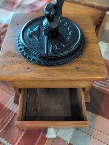 lot 897 image: Manual Coffee Grinder with Decorative Base
