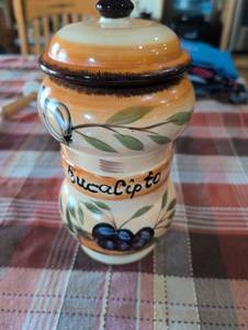 lot 904 image: Hand Painted Italian Eucalipto Spice Jar