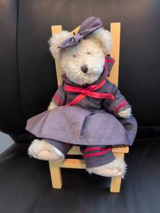 lot 920 image: Dressed Boyds Bear White Bear Plush with Navy Outfit