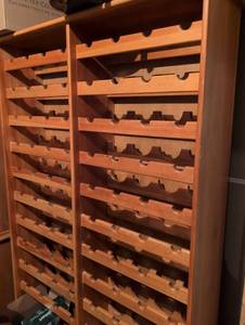 Custom Made Solid Oak Side By Side Wooden Wine Rack Storage Unit