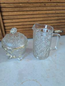 lot 941 image: Pressed Glass Cream and Sugar Set