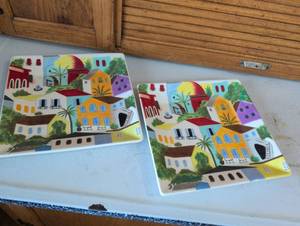 lot 946 image: Mediterranean Village Scene Decorative Plates