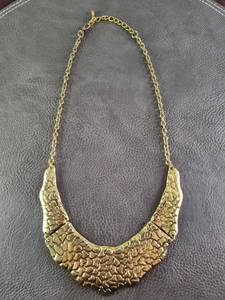 lot 2006 image: Gold Tone Hammered Crescent Statement Necklace
