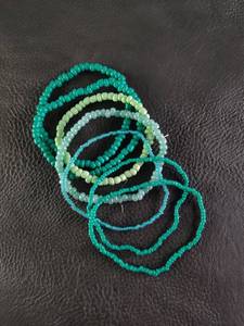 lot 2008 image: Multi-Shade Turquoise Glass Seed Bead Bracelets Set