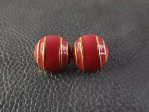 lot 2012 image: Red and Gold-Toned Red Striped Stud Earrings