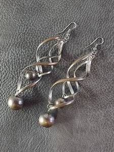 lot 2038 image: Faded Bronze-Toned Spiral Drop Earrings