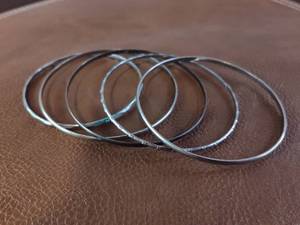 lot 2045 image: Silver-Toned Stacking Bangle Set