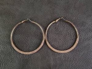 lot 2053 image: Rose Gold-Toned Glitter Hoop Earrings