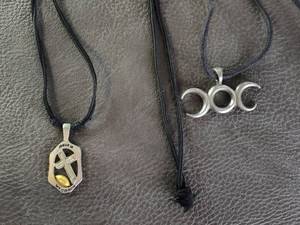 lot 2065 image: Jesus is My Coach Religious Cross Pendant Necklace Set