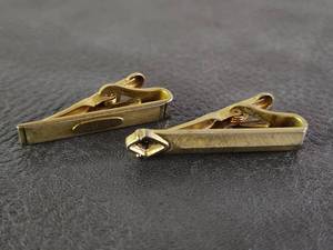 lot 2081 image: Swank Gold Tone Textured Tie Bar Clips