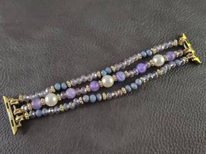 lot 2094 image: Pearl and Amethyst Style Beaded Apple Watch Band