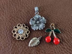 lot 2113 image: Small Charm Collection Flower, Leaf, and Cherry