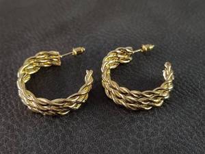 lot 2119 image: Gold Tone Braided Hoop Earrings