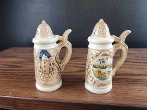 lot 2902 image: New Jersey Turnpike Ceramic Beer Stein Salt and Pepper shakers