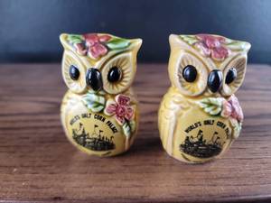 lot 2907 image: Worlds Only Corn Palace Owl Salt & Pepper Shakers