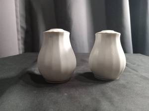 lot 2607 image: White Ceramic Salt and Pepper Shaker Set
