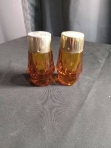 lot 2655 image: Amber Glass Salt and Pepper Shakers