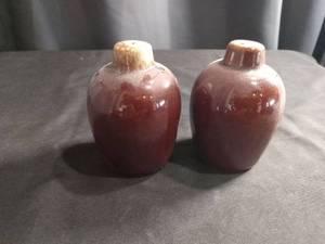 lot 2688 image: Brown Glazed Ceramic Salt and Pepper Shakers