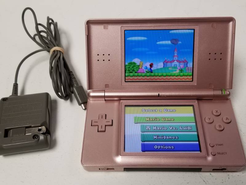 Nintendo Ds Lite Metallic Pink Handheld System W Super Mario Bros
