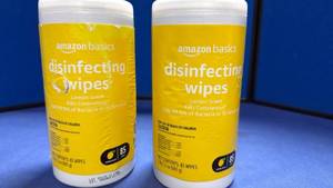 lot 111 image: (2) Amazon Basics Lemon Disinfecting Wipes 85ct