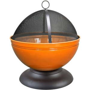 La Hacienda 58177US Orange Enameled Firepit with Cooking Grill