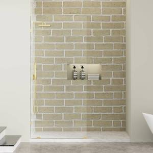 Findepot Frameless Fixed Shower Screen 34\" W Ã 74\" H, Shower Glass Panel, 5/16\"(8mm) SGCC Clear Tempered Glass Shower Door,Brushed Gold  did not open, looks new - Retail: $340