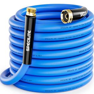 lot 3394 image: SPECILITE HotCold Garden Water Hose 50 ftx 58 in, -50�� To 190��, Heavy Duty, Flexible, Burst 605 Psi, Lightweigh, Upgraded Rubber Pipe with 34 Brass Fittings For Backyard, Outdoor, Farm, Blue