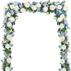 lot 3401 image: JoyHome 2 Pack Artificial Peony Flower Garland - 6ft Silk Peony Garland Flower Vine Blue and White Peony Silk Roses Flowers for Wedding Arch Party Table Decor (2, Blue)