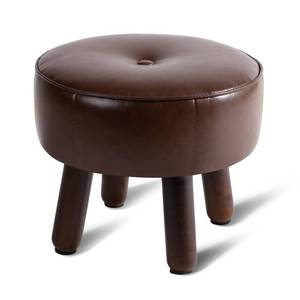 lot 3409 image: oakvivo Small Foot Stool Ottoman, Round Pouf Foot Rest, Footstool Ottomans with Rubber Legs Under Desk, Faux Leather Footrest for Couch, Living Room, Bedroom, Office, 13L x 13W x 10.2H, Coffee