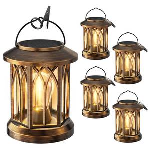 lot 3410 image: WdtPro Solar Lanterns Outdoor Lights, 4 Pack Bright Lanterns Outdoor Waterproof with Clip Patio Decor, Hanging Solar Lights for Outside Garden Yard Front Porch Table Decoration (Antique Copper)