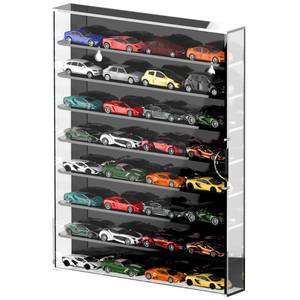 lot 3417 image: Alyoen 164 Scale Hot Wheels Display Case, Cars Display Case Wall-Mounted, Storage Cabinet with Magnetic Lockable Doors��Black, 12.6 X 1.8 X 15.7 inches��