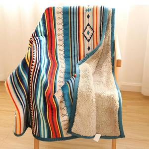 lot 3426 image: Sherpa Boho Throw Blanket, Super Soft and Cozy Aztec Blanket, Double-Layer Flannel Fleece Blankets as Lap Blanket, Couch, Sofa, Bed, Camping