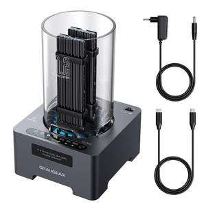 lot 4006 image: GRAUGEAR NVMe M.2 SSD Duplicator Dual-Bay Offline Clone Tool-Free, 20Gbps USB C to M.2 SSD Drive Cloner Docking Station Adapter Enclosure for M2 SSD Hard Drives M-Key