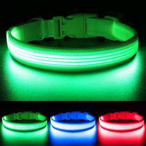 lot 4010 image: YFbrite Light up Dog Collar, USB Rechargeable LED Puppy Collar Super Bright Adjustable Glowing Dog Lights for Night Walking (Design 2-Green, Small)