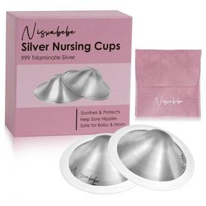 lot 4016 image: Nisxabebe The Original Silver Nursing Cups-Nipple Shields for Breastfeeding Newborn-Breast Feeding Essentials Must Haves-Nipple Covers to Protect Nursing Nipples,Trilaminate 999 Silver,Regular Size