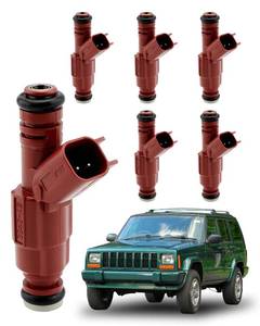 lot 4020 image: Fuel Injectors (6 PCS), 12 Holes, 4.0 3.9 3.8 3.7 3.0 L, Compatible with 1999-2007 Jeep Grand CherokeeLaredoLibertyWrangler, Ford MustangFocusEscape, Dodge DakotaRam 1500, OE#0280156161, 63844
