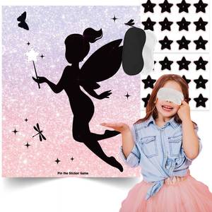lot 4390 image: TYHJOY Fairy Birthday Party Games, Pin The Star on The Fairy Game, Fairy Party Decorations Party Favors Supplies Birthday Party Funny Games