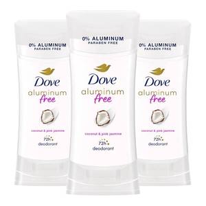 lot 4392 image: Dove Aluminum Free Deodorant for Women 3 Count Coconut and Pink Jasmine 72 hour odor protection 2.6 oz