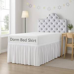 lot 4399 image: Cottingon Dorm Room Bed Skirt, 100% Microfiber, White, Twin XL-50 Drop