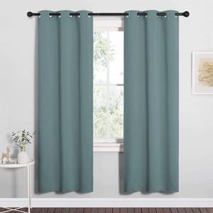 lot 4407 image: NICETOWN Modern Blackout Curtains Noise Reducing for Bedroom, Thermal Insulated and Privacy Room Darkening Drape Panels for Boys Guest Room Door Window (Greyish Blue, 2 Panels, W34 x L72 -Inch)
