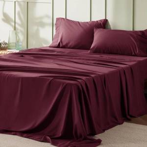lot 4409 image: Bedsure Full Size Bed Sheets - 4 Pieces Soft Full Sheet Set - Breathable & Cooling - Hotel Luxury - Easy Care Polyester Microfiber Bedding for Women, Men, Red
