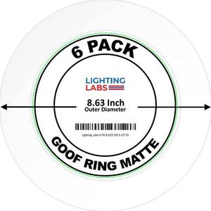 lot 4442 image: Lighting Labs 6 Pack Matte White Goof Trim Ring for 8 Inch Recessed Can Lighting Down Light, Outer Diameter 8.6 Inches, Inner Diameter 6.2 Inches