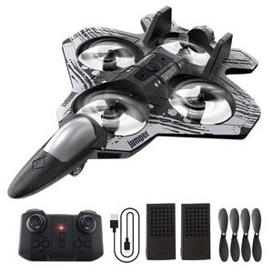 lot 4450 image: XOS Remote Control Foam Airplane Drone RC Stunt Plane RC Fighter Jet with LED Light, 360° Flip, 9 Functions for Kids Adults Boys Gifts