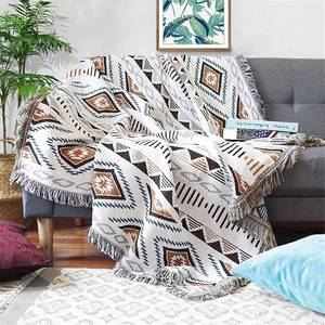 lot 4452 image: Lqprom Boho Throw Blankets Knit Bed Blankets with Tassel Aztec Western Throws Cover Christmas Decor for All Season Sofa Couch Chair Outdoor Camping Picnic Tent Beach Car Traveling 51x63