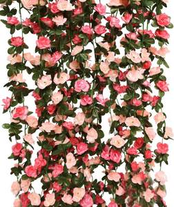 lot 4458 image: 8pcs 65.6Ft Flower Garland,PARTY JOY Fake Rose Vine Artificial Flowers Hanging Rose Ivy Garland for Room Wall Decor Hanging Baskets Wedding Arch Garden Background Decor (Pink-8PCS)