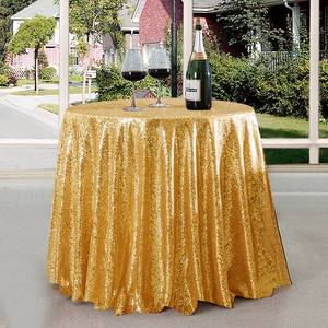 lot 4464 image: FYLEDAEE Gold Sequin Table Cloth Round 48 inch Glitter Shimmer Shiny Cover for Christmas Wedding Baby Shower Birthday Party Dinners Dessert Table Decoration
