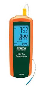 lot 4473 image: Extech TM100 Type KJ Digital Thermometer - Wide Range -328 °F to 2501 °F, Backlit LCD, MinMaxAvg, Data Hold & Offset, Auto Power-Off, Bead Wire Probe Included