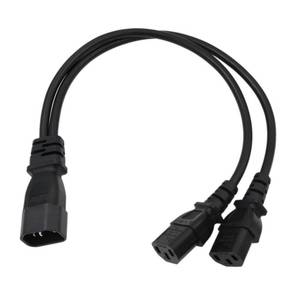 lot 4478 image: HangTon UPS PDU Power Cord Y Splitter Extension Cable IEC320 C14 Male to Dual IEC 320 C13 Female for Computer Monitor Printer 3-Prong 40cm